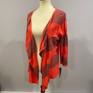 Notations Orange and army green draped cardigan